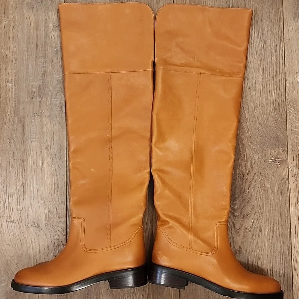 J. Crew Riding Boots Over The Knee Caramel Leather Style BA769 Women's size 6.5